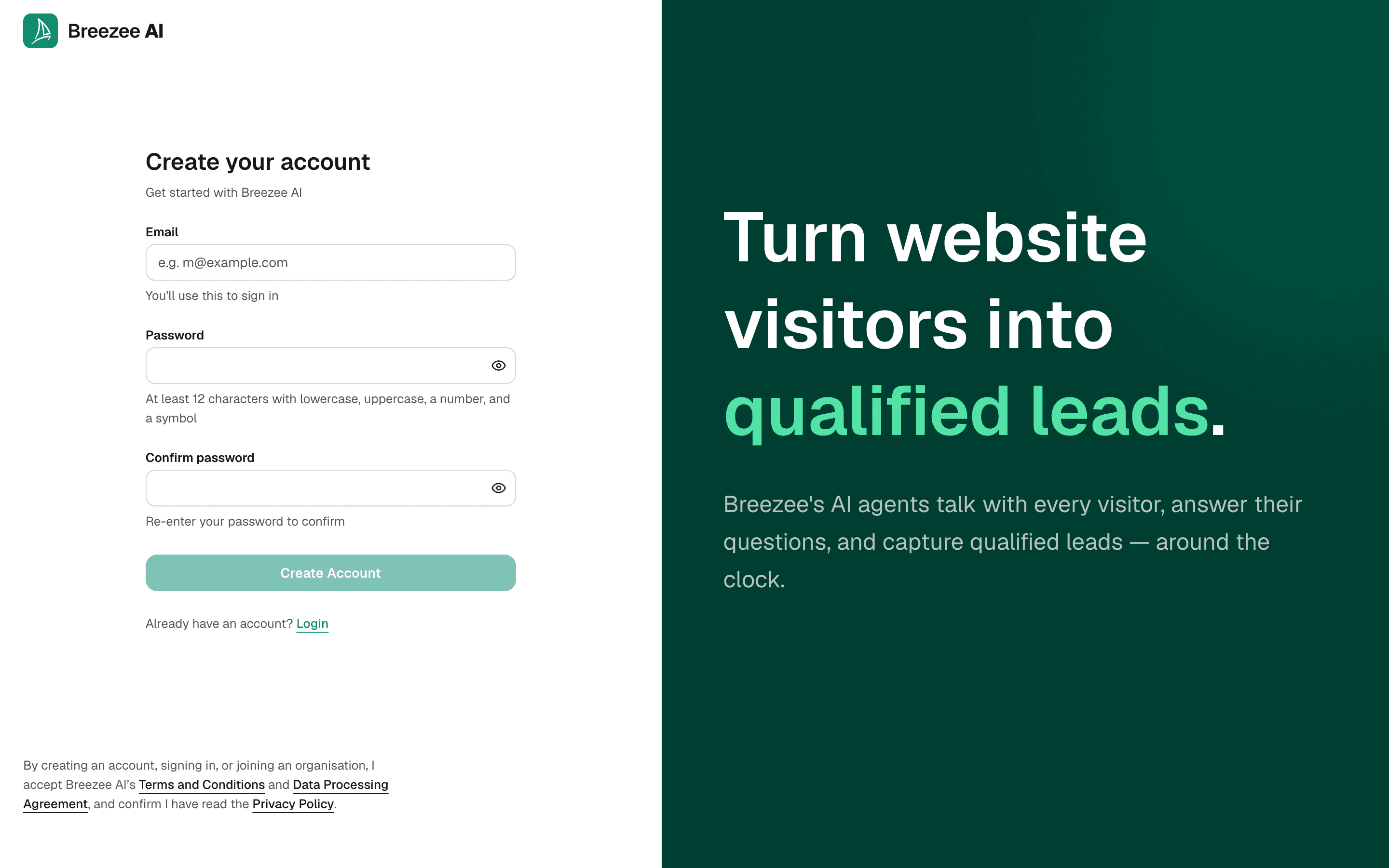 Sign-up form
