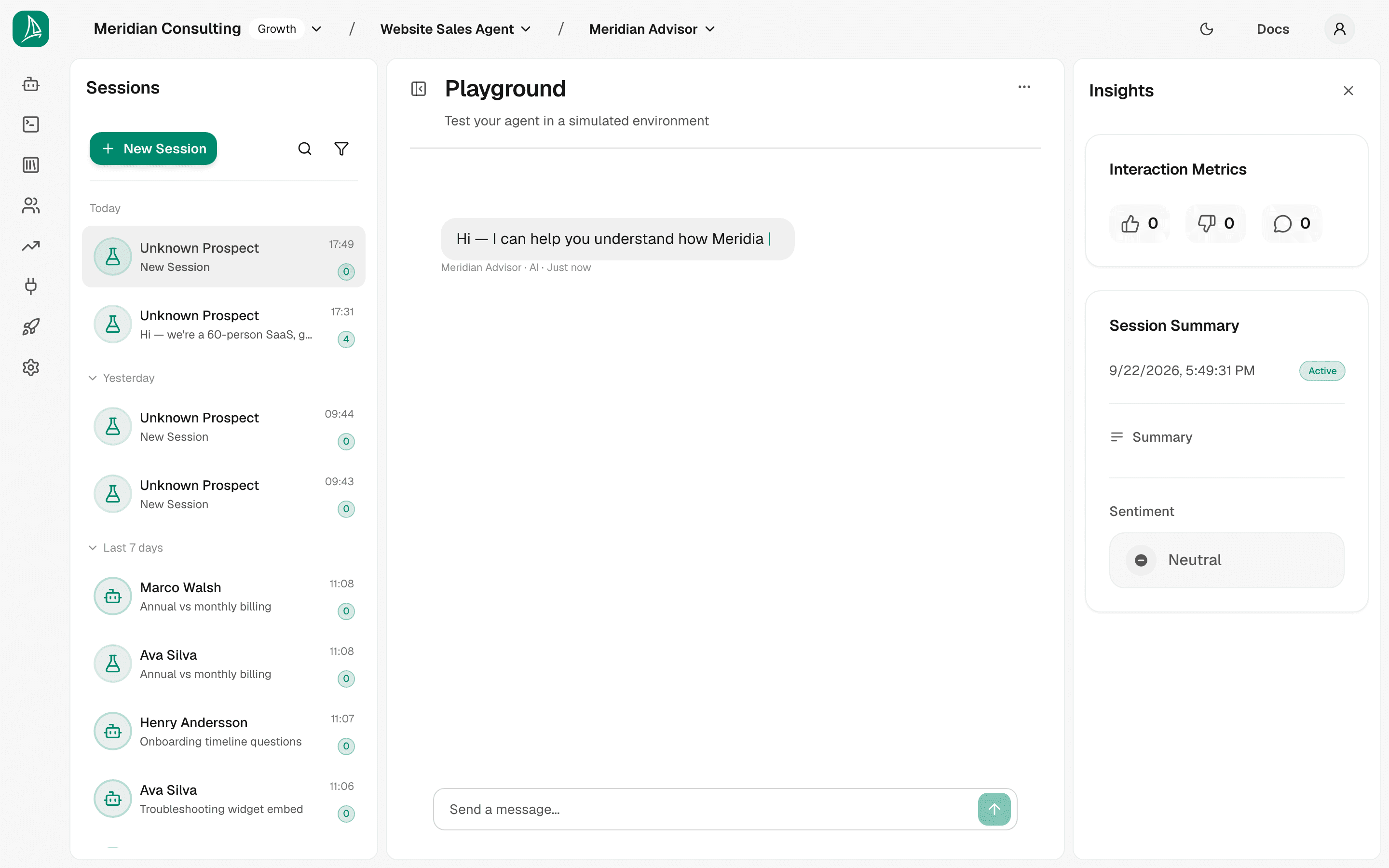 Greeting and suggested questions