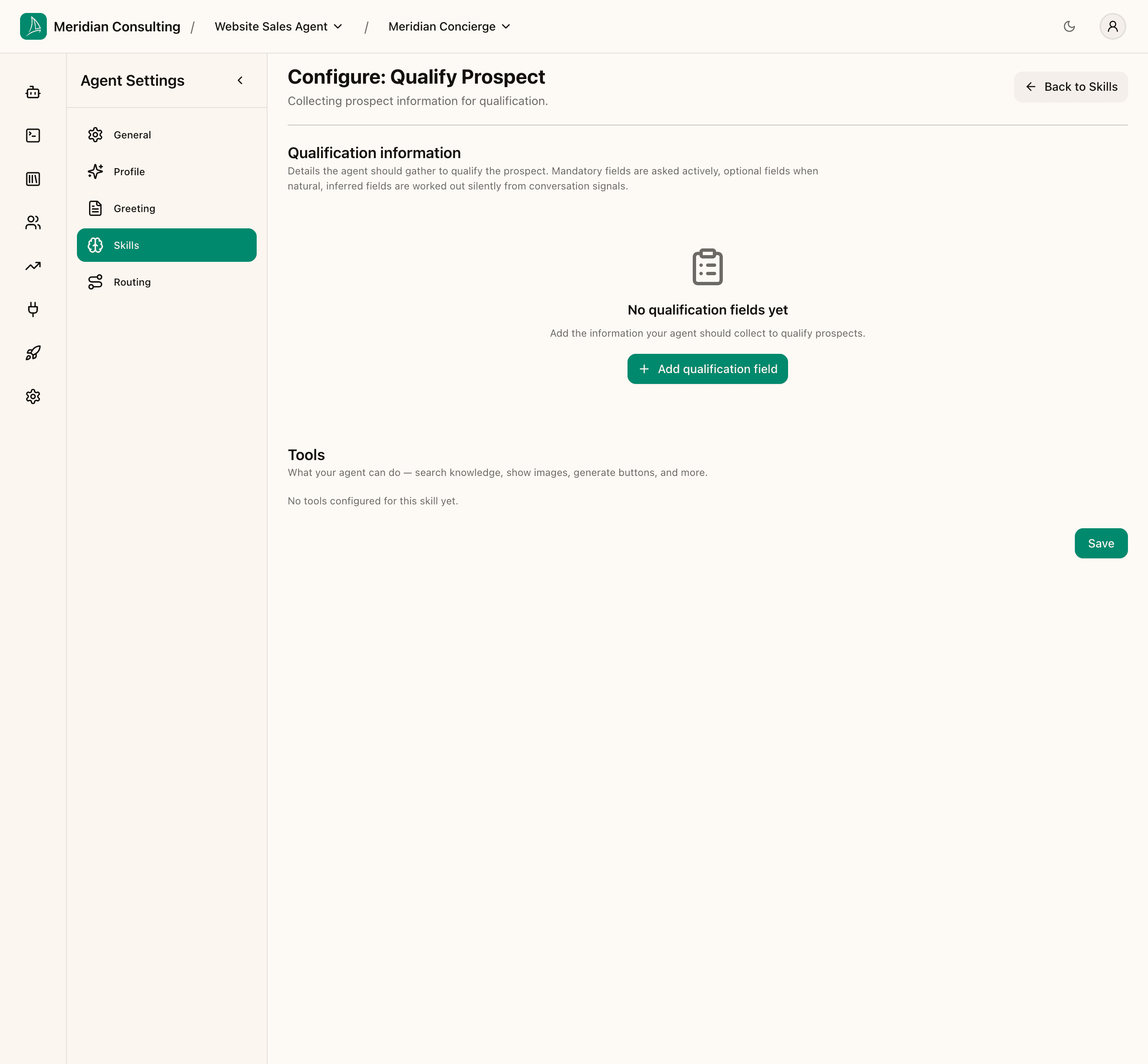 Qualify Prospect — empty config