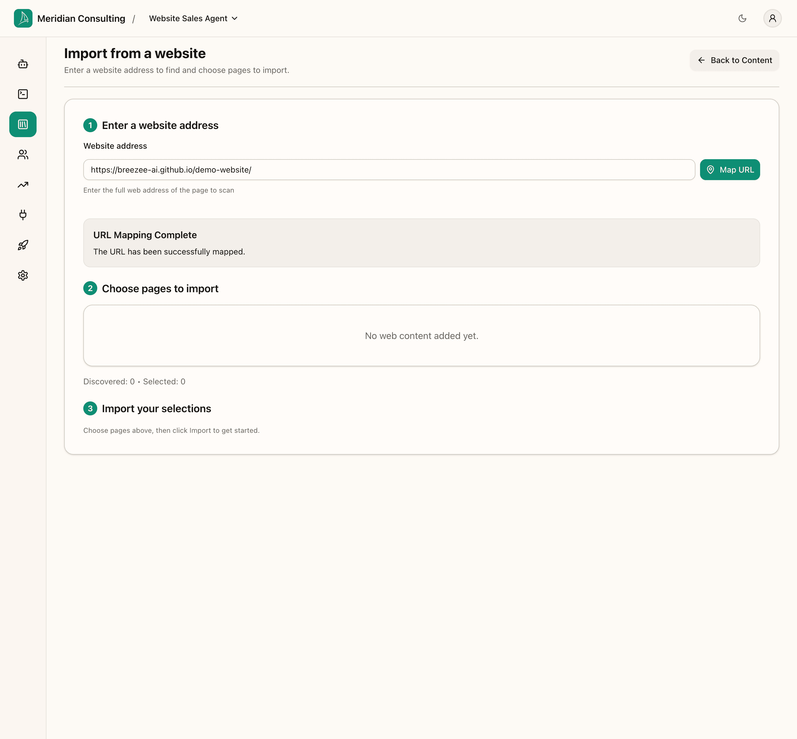 Import from a website — processing