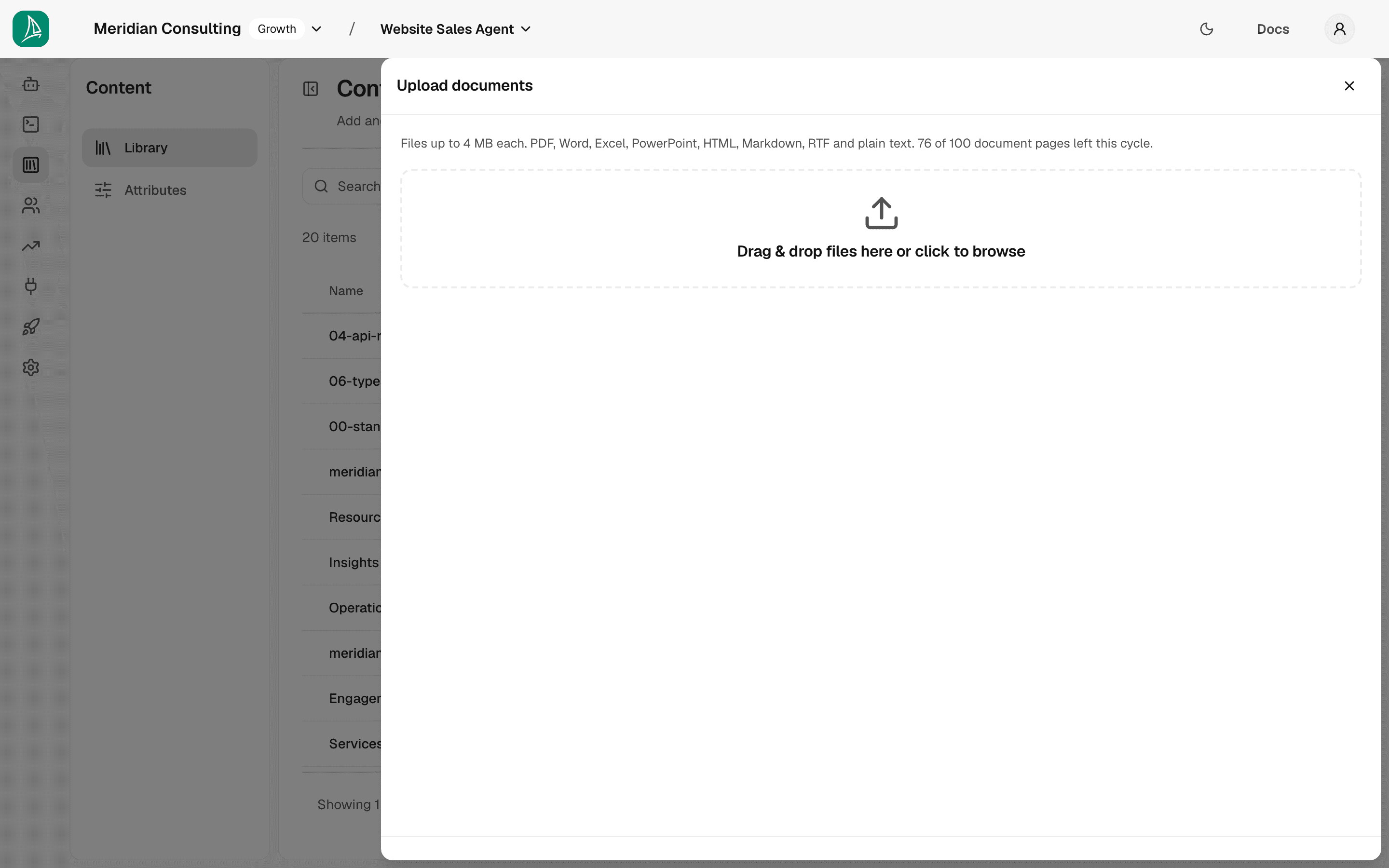 Upload documents — empty