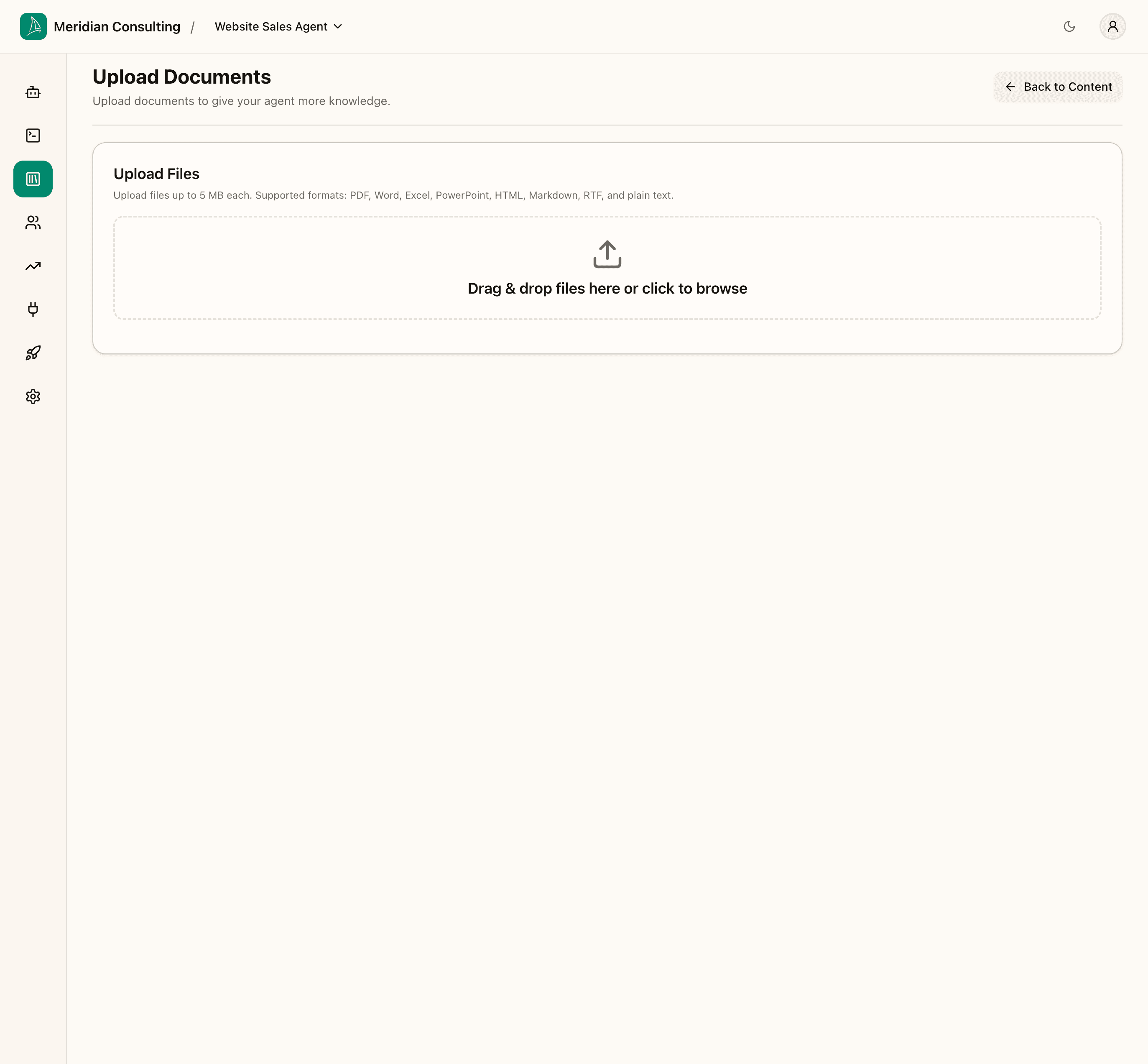 Upload documents — empty