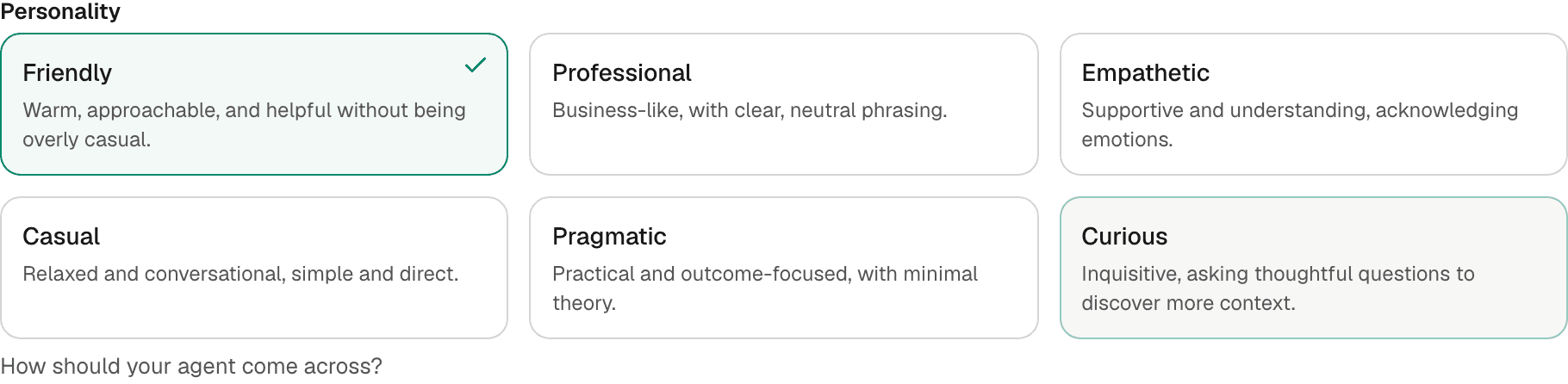 Personality options