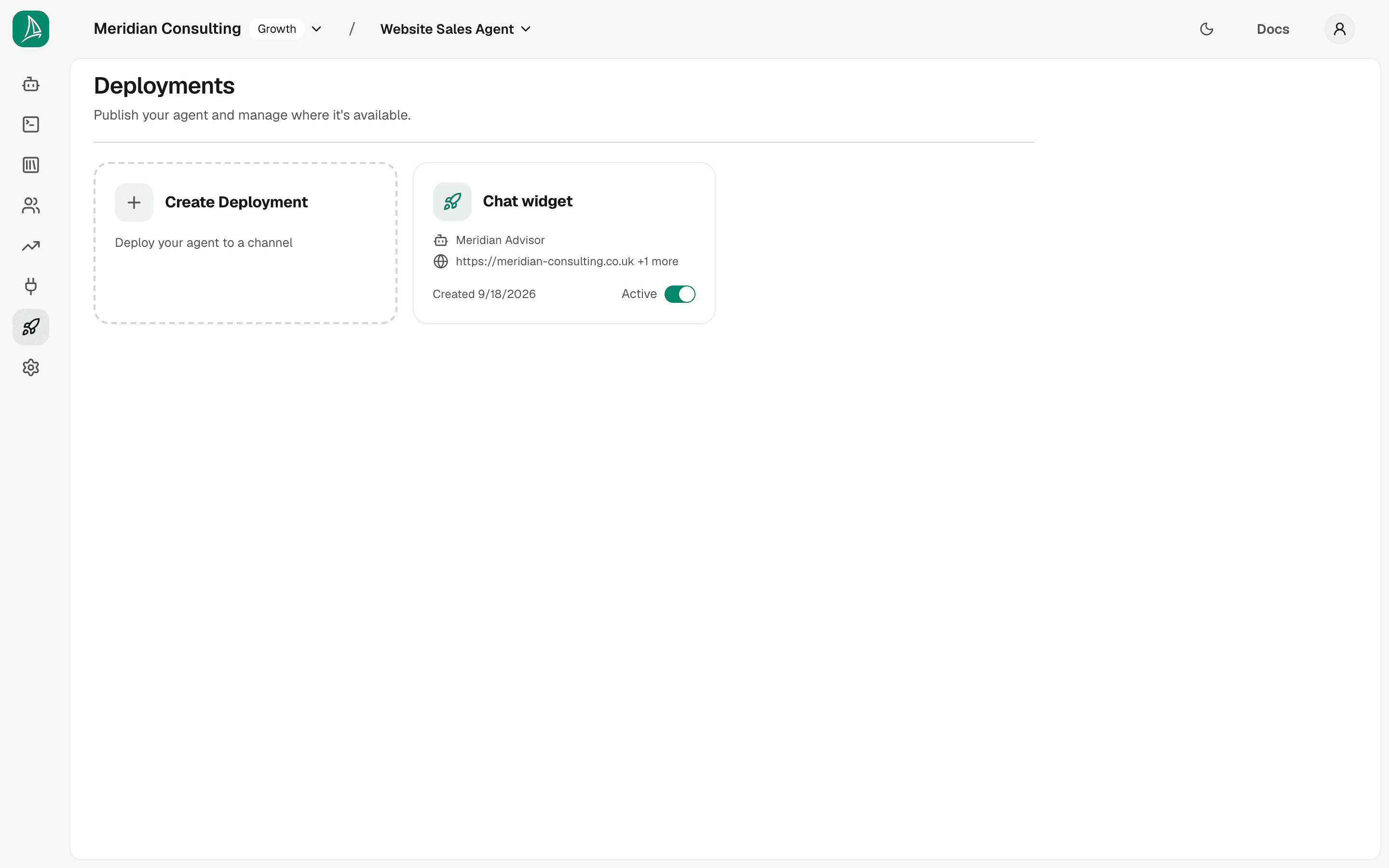 Deployments list with the new deployment