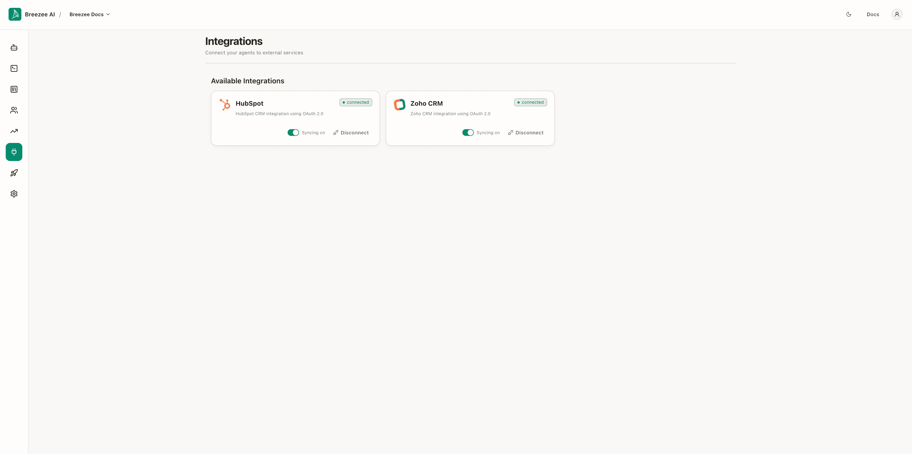 Zoho CRM connected