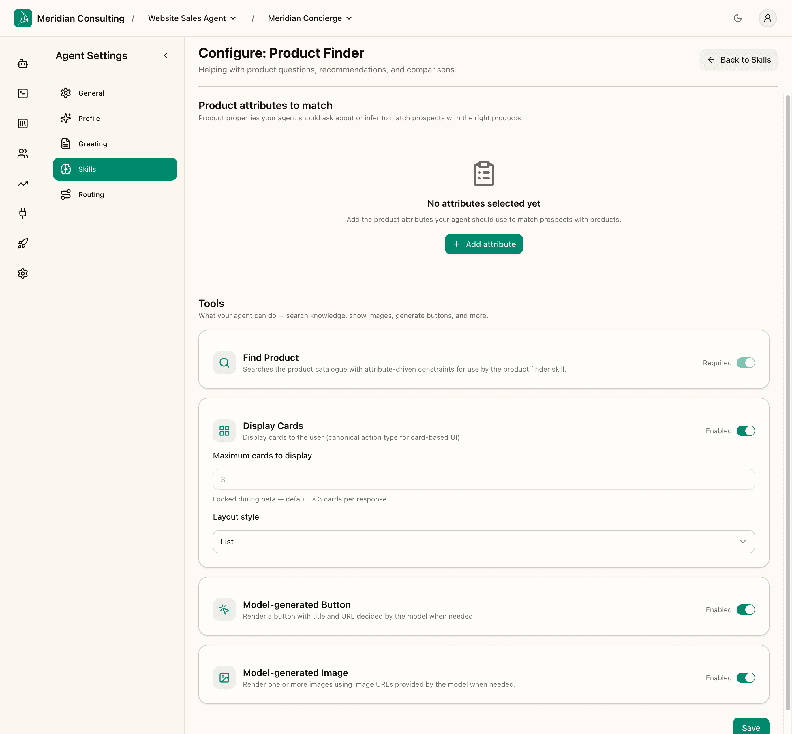 Product Finder configuration
