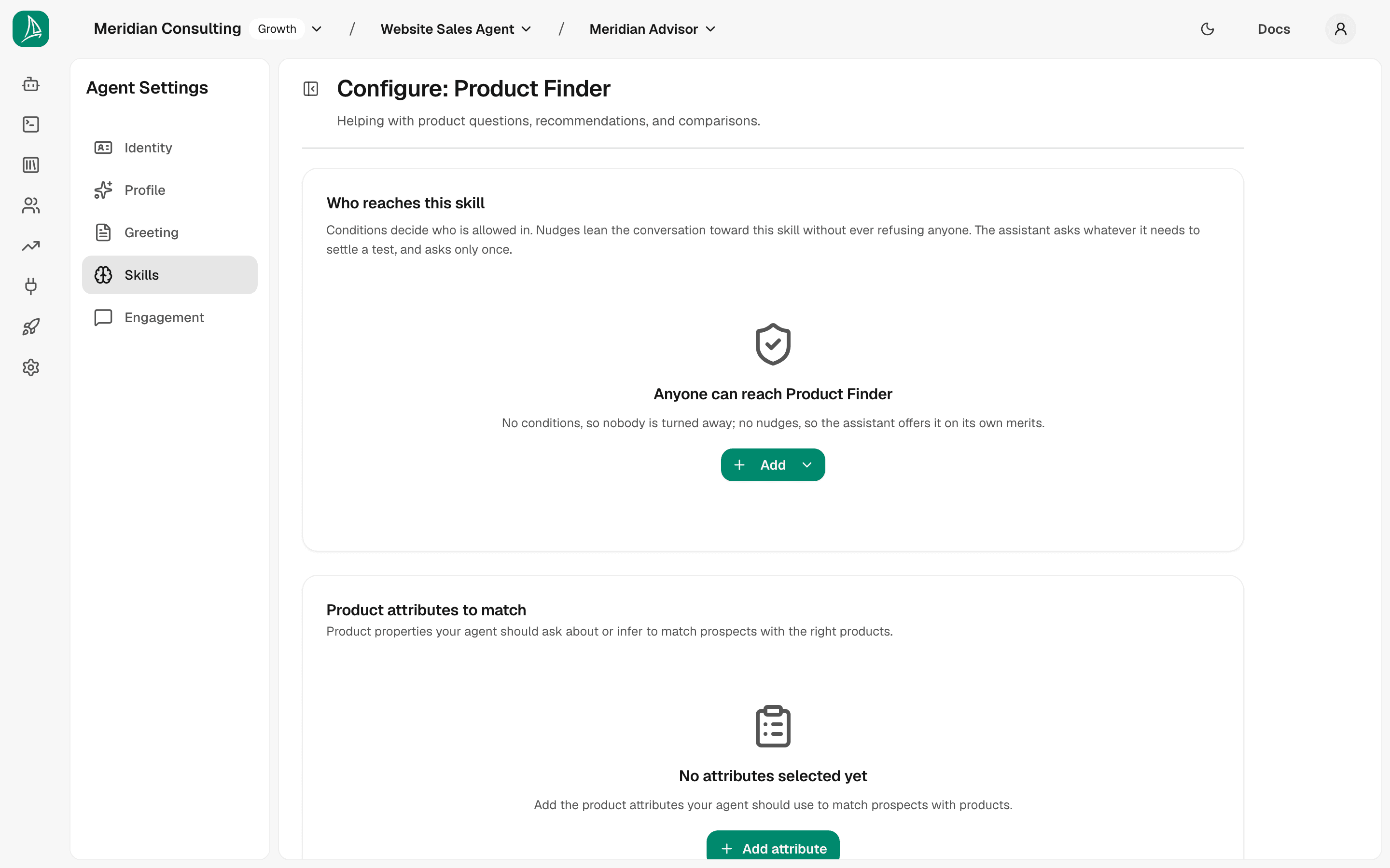Product Finder configuration