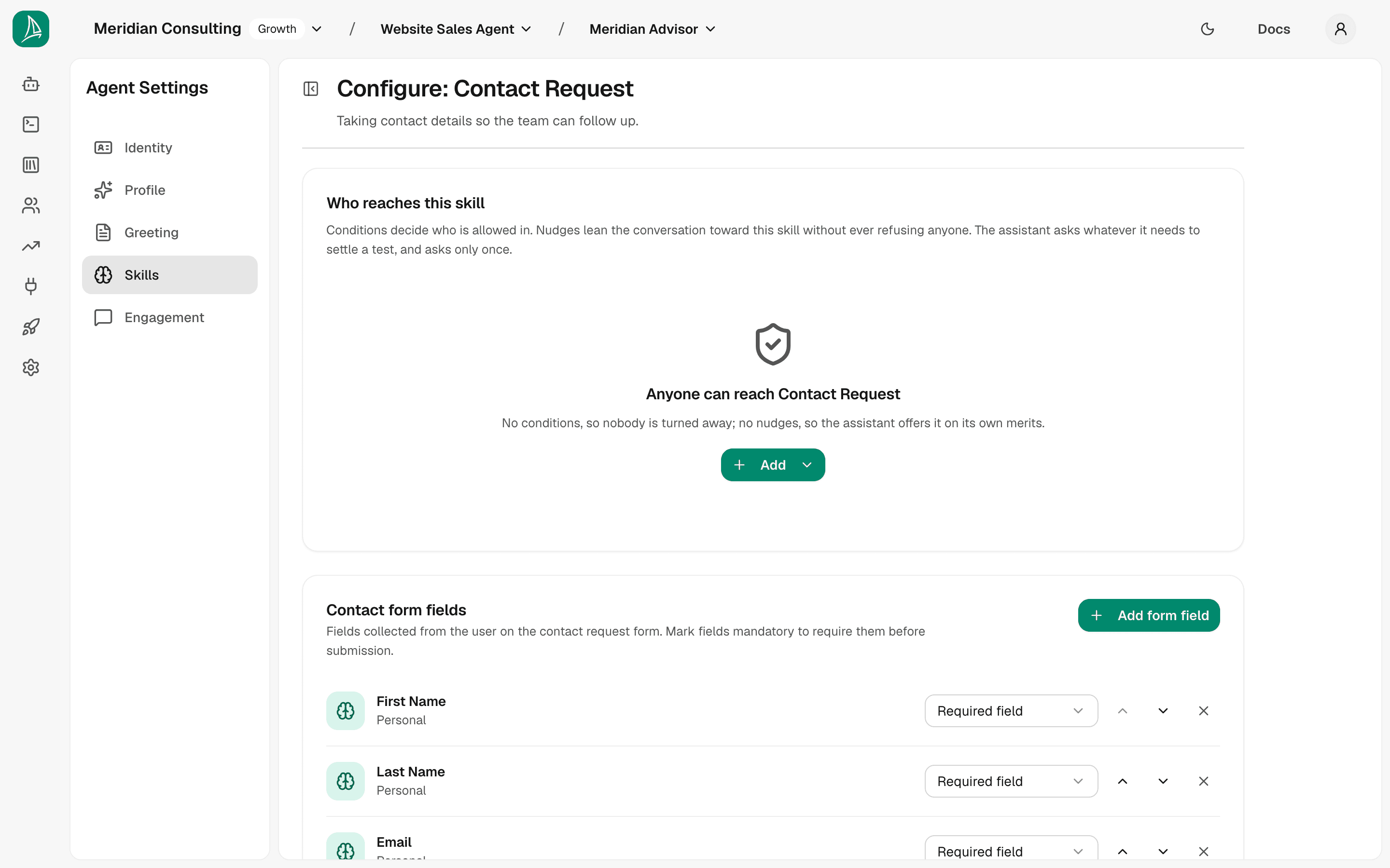 Contact Request — default config